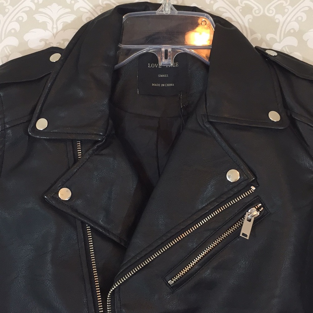 One Small Left!{Love Tree}Vegan Leather MotoJacket - Picture 7 of 8
